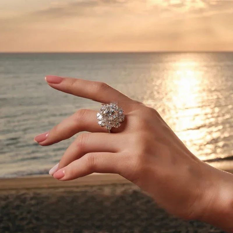 5 Carat D Color Moissanite Ring for Women 925 Sterling