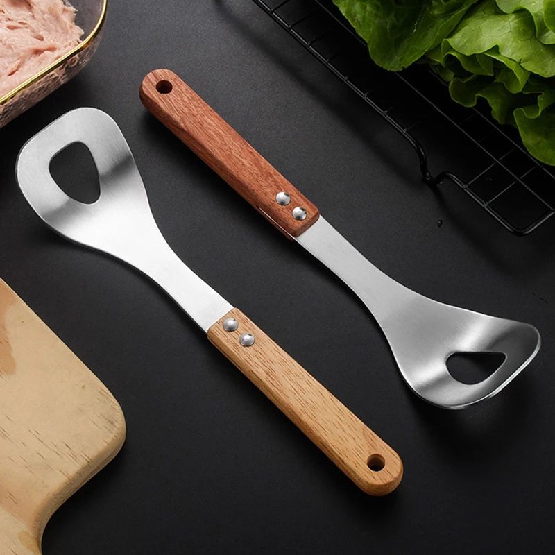Stainless Steel Meatballs Spoon Wooden Handle Non-Stick Meatball Maker Kitchen Meat Manual Food Processorle Fish Balls Utensils