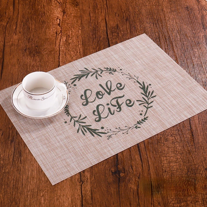 

Placemats Set of 4 PVC for Dining Table Mat 45cm X 30cm Non-slip Heat Resistant Rectangle Linen Place Mats 18" × 12" Washable