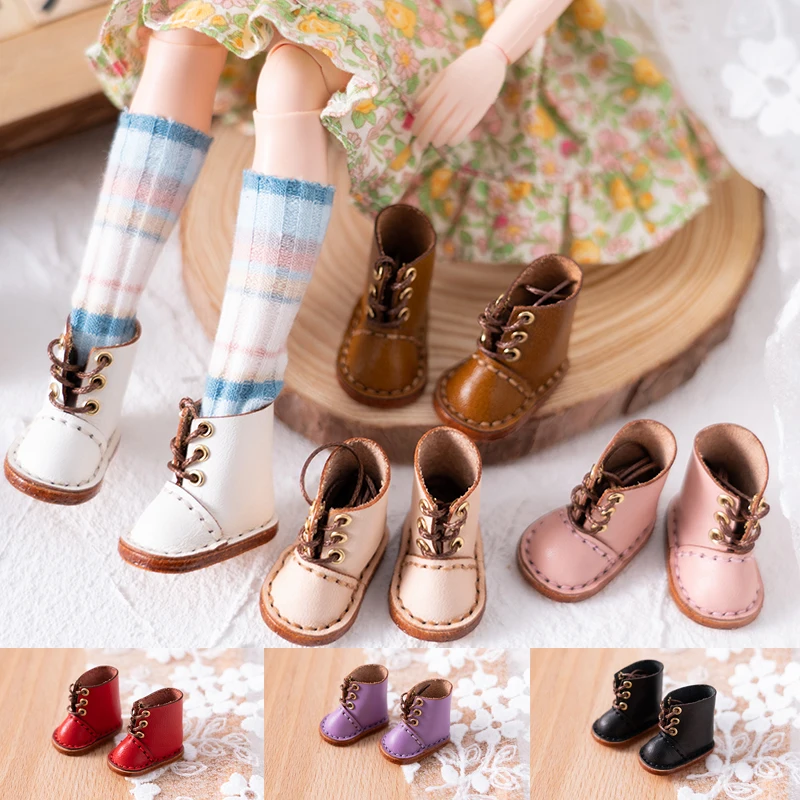 

Cute Doll Shoes Fashionable Lace-up High-top 3.0*1.8cm Boots Suitable for 1/8 Blyth, YMY, Ob22, Ob24, Azone Body Toy Accessories