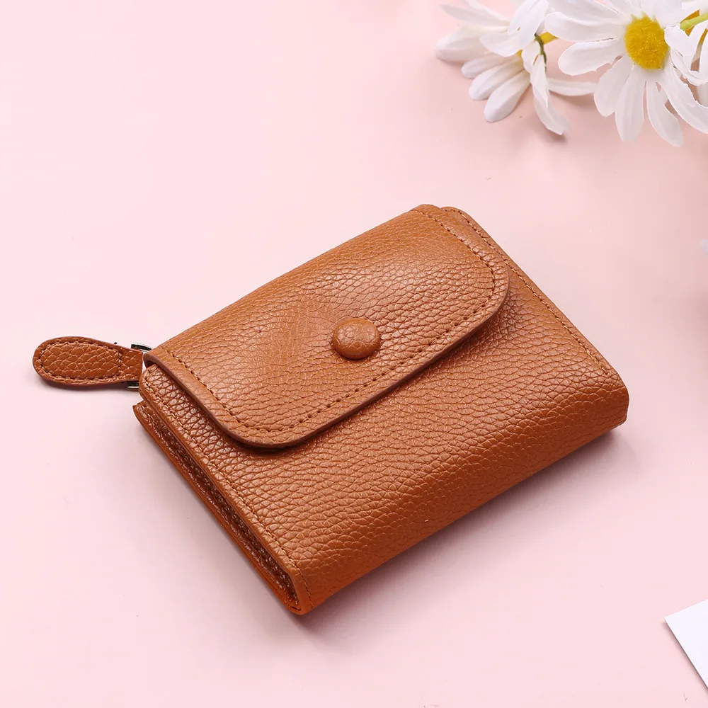 Tri-fold Short Women's Wallet Female Purses Zipper Coin Purse Card Holder Wallets Female Pu Leather Clutch Money Bag Wallet