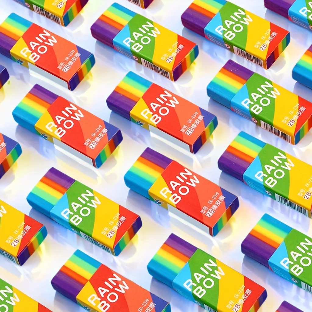 Rainbow 2B Pencil Erasers 6