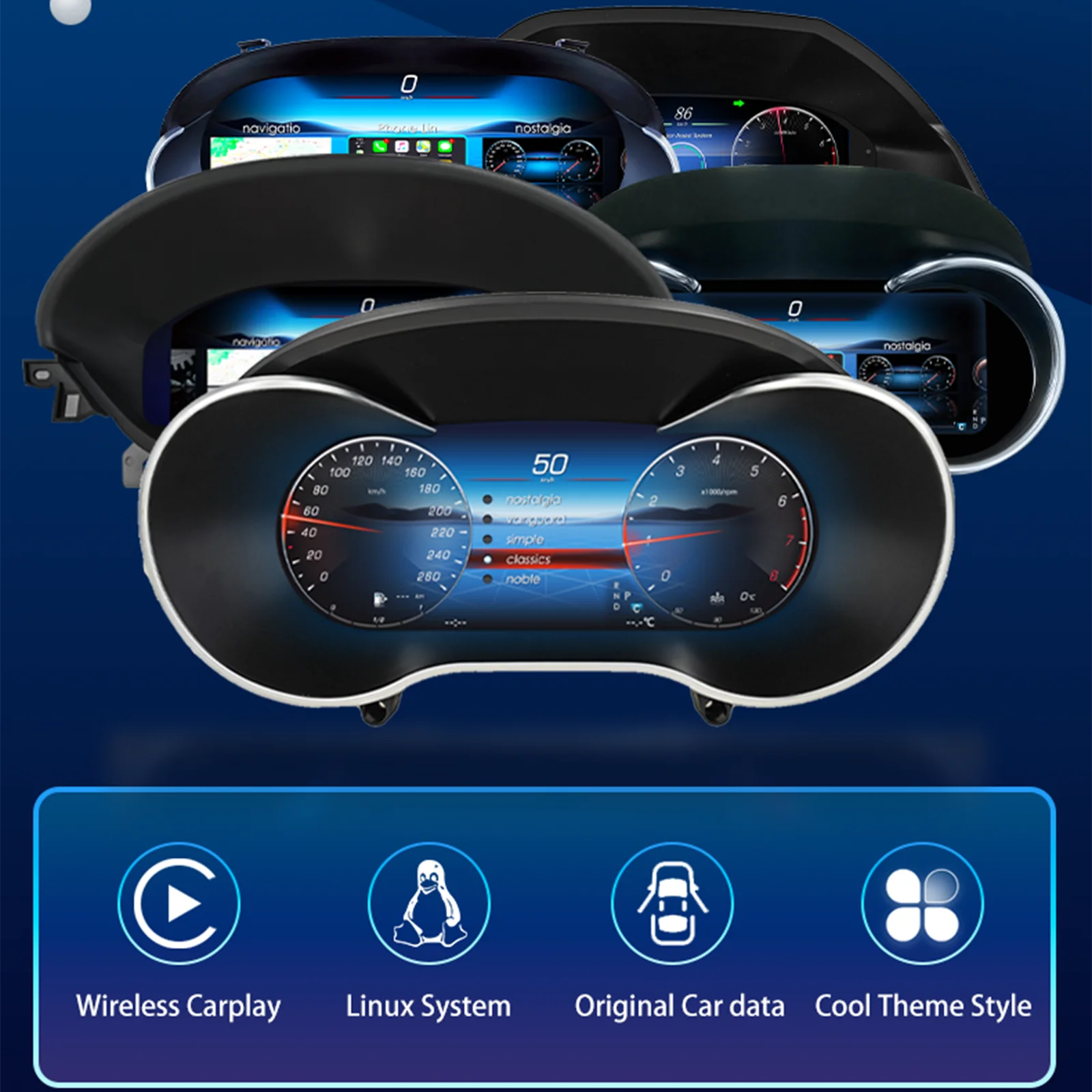 Panel de instrumentos digital para modelos Mercedes-Benz C/GLC W205/X253 NTG 5.5 de 2015 a 2018, con cabina virtual, velocímetro y panel de instrumentos. 5