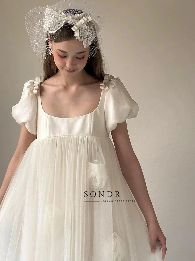 Sondr Customized U-Neck Korean Wedding Dresses Square Collar A Line Japanese Women Party Dresses Luxury Prom Party Gown 2026