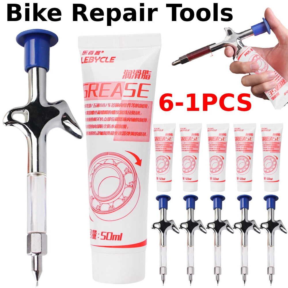 61PCSBicycleAluminumGreaseGunAluminumAlloyMTBBikeBearingHubGreaseSyringeBicycle