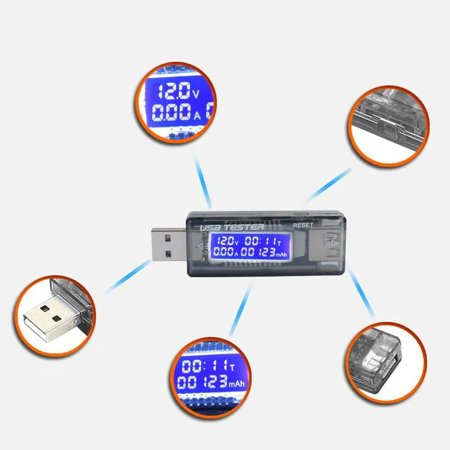2-Pack USB Voltage Current Tester - LCD Power Bank Capacity Meter With Real-time Monitoring KWS-V20