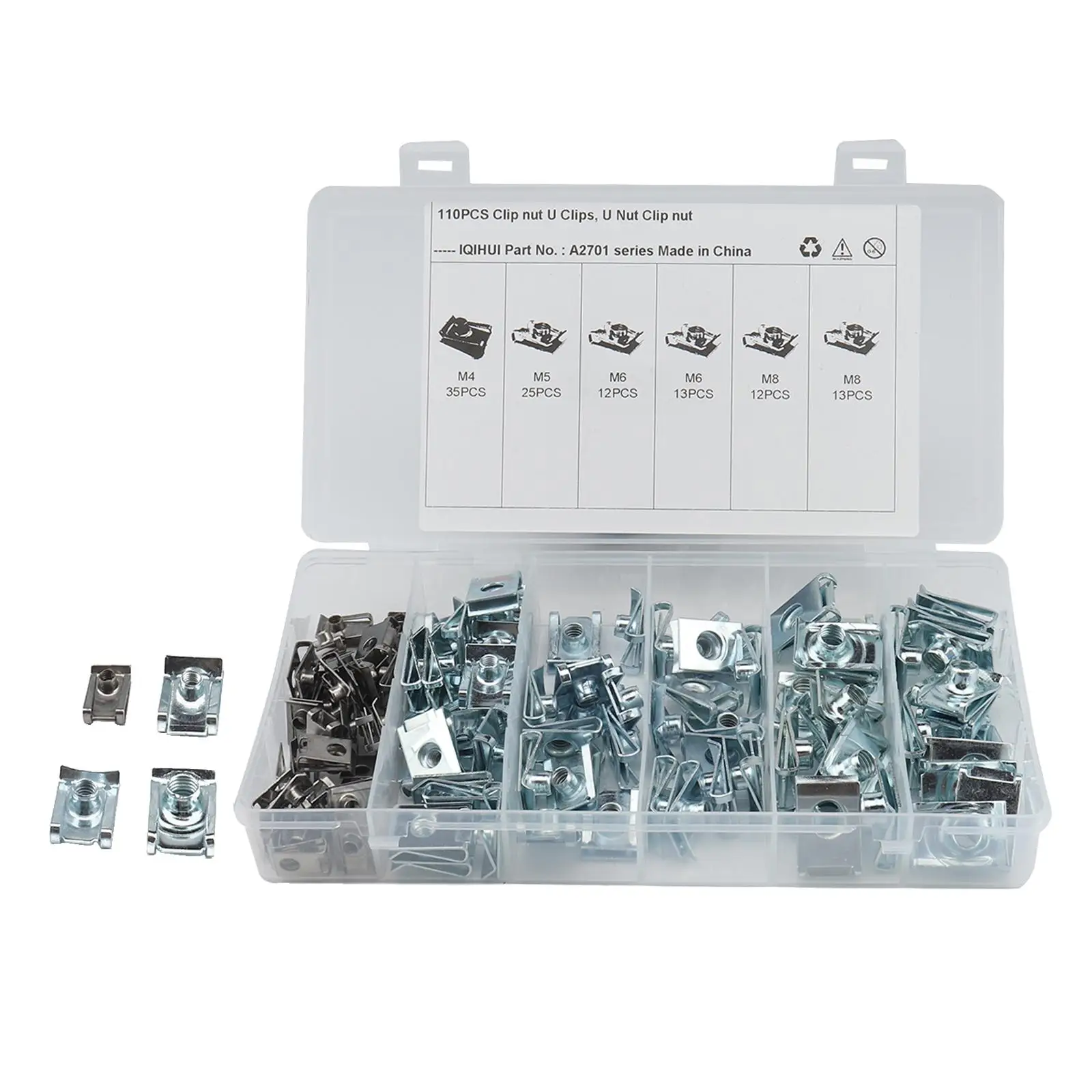 

110 Pieces Clip Nut Stainless Steel M4 M5 M6 M8 for Car Replacement