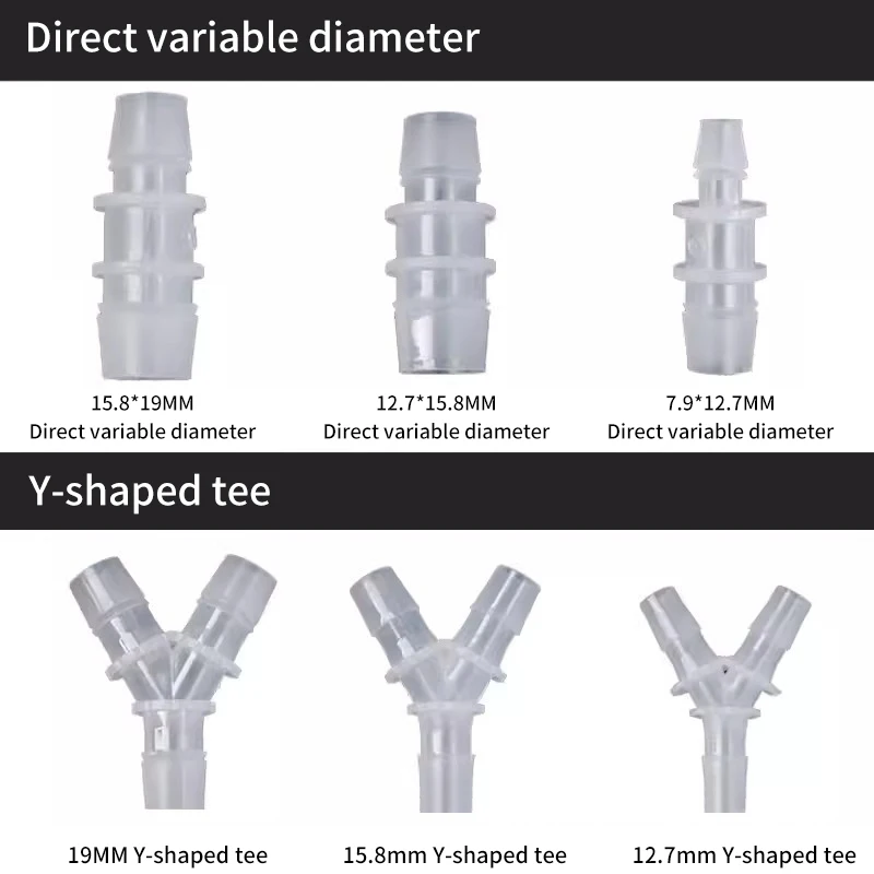 8/12/16/mm Elbow Connectors Aquarium Tank Fittings Plastic Three-way Converter Head Pipe Straight Reducer Soft Tube Adaptor