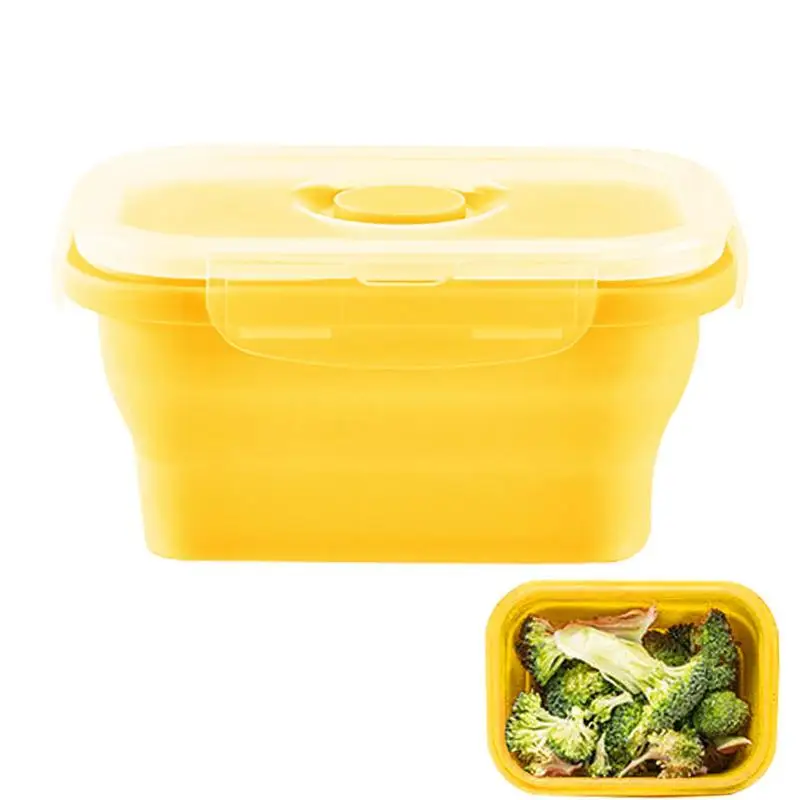 

Silicone Outdoor Collapsible Food Storage Containers With Lids Silicone Lunch Box Bento Box For Kitchen Pantry Camping Picnic