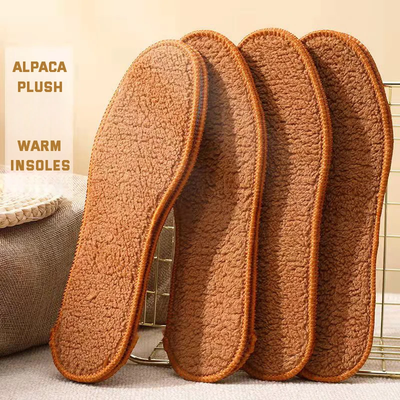 

Thicken Alpaca Plush Warm Shoes Insole Snow Boots Shoe Sole Thermal Insert Winter Sports Running Insoles Men Woman Heating Pads