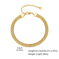 Gold Plated Mesh Strap Chain Anklet - Stainless Steel Adjustable Waterproof Jewelry (6mm)