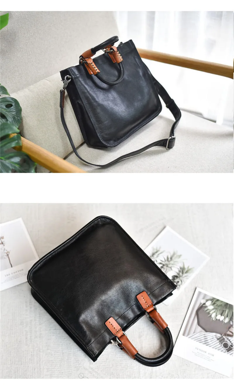 PNDME Retro Literarische Luxus Natürliche Echte Leder frauen Handtasche Einfache Damen Wochenende Täglichen Party Echtes Rindsleder Schulter Tasche – Detail 12