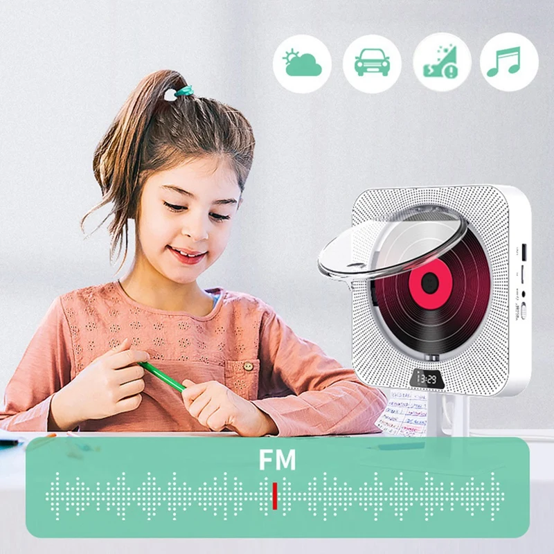 휴대용 CD 플레이어 블루투스 CD 스피커, 디지털 디스플레이 스테레오 스피커, 학생용 벽걸이 음악 플레이어