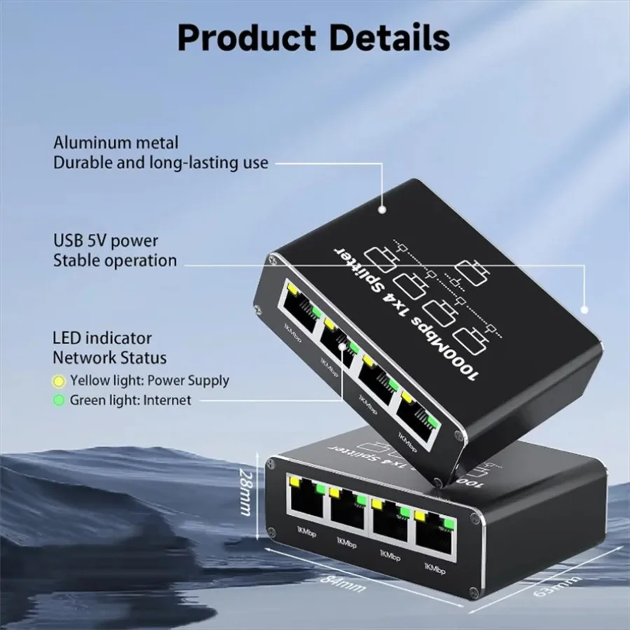 1000Mbps 이더넷 분배기 RJ45 네트워크 어댑터 케이블 익스텐더 LAN 1X2 1X3 1X4 PC 노트북 TV 라우터용 기가비트 이더넷 스위치