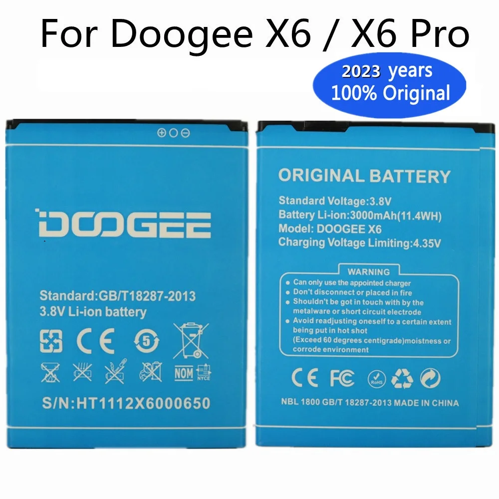 2023 год, новый оригинальный аккумулятор X6 Для Doogee X6 / X6 Pro x6pro мобильный телефон 3000 мАч, Высококачественная запасная батарея