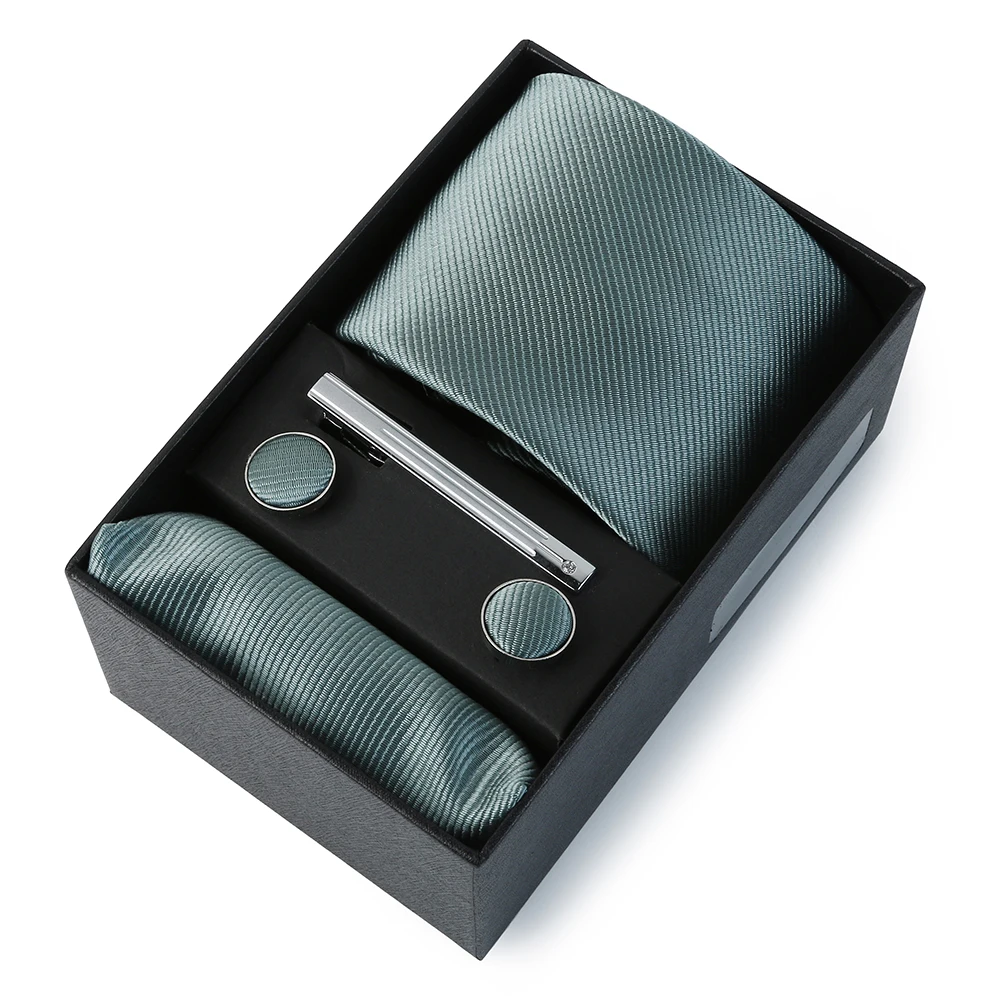 Hochzeit Männer Krawatte Einfarbig Seide Krawatte Einstecktuch Geschenk Box Set Luxus Designer Krawatte Für Männer Männlich Gravat Hochzeit Zubehör – Detail 14