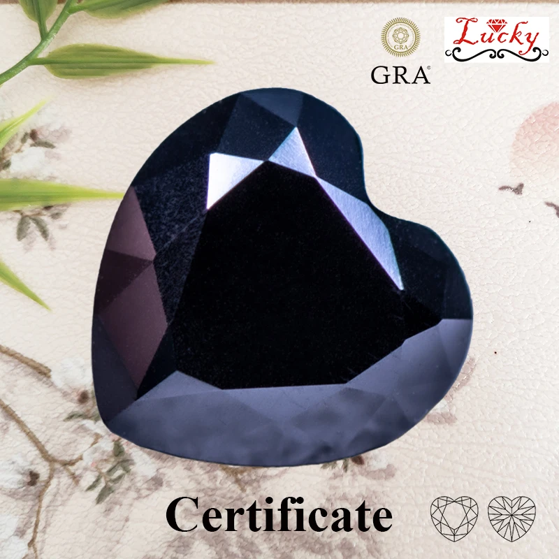 

Moissanite Heart Shape Black Color Top Quality Beads for Charms DIY Jewelry Making Necklace Ring Materials with GRA Certificate