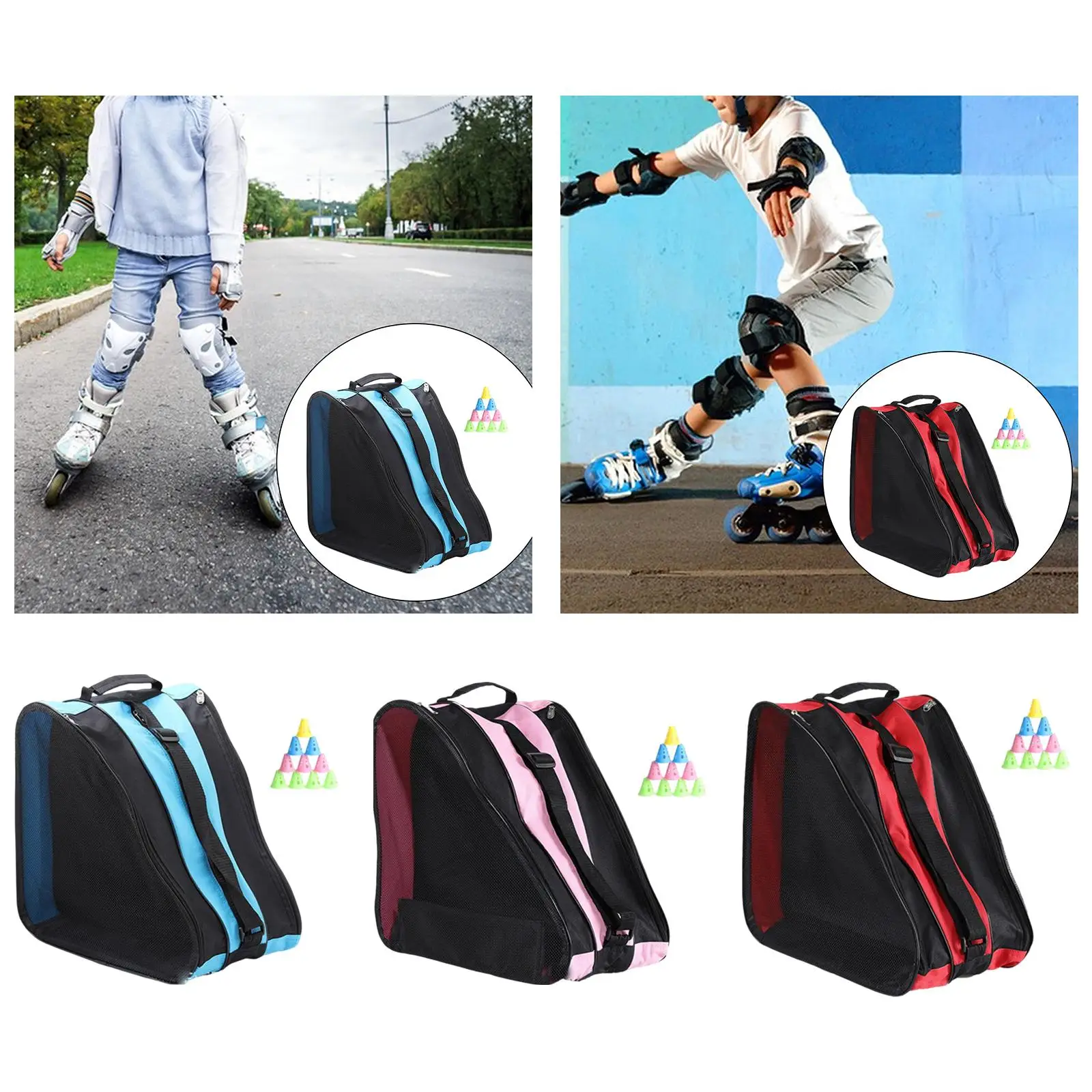 Portable Roller Skate Bags Breathable Ice Skate Bag Ski Sports Shoulder Bag Inline Skate Bag for Adult Kid Ice Hockey Skates