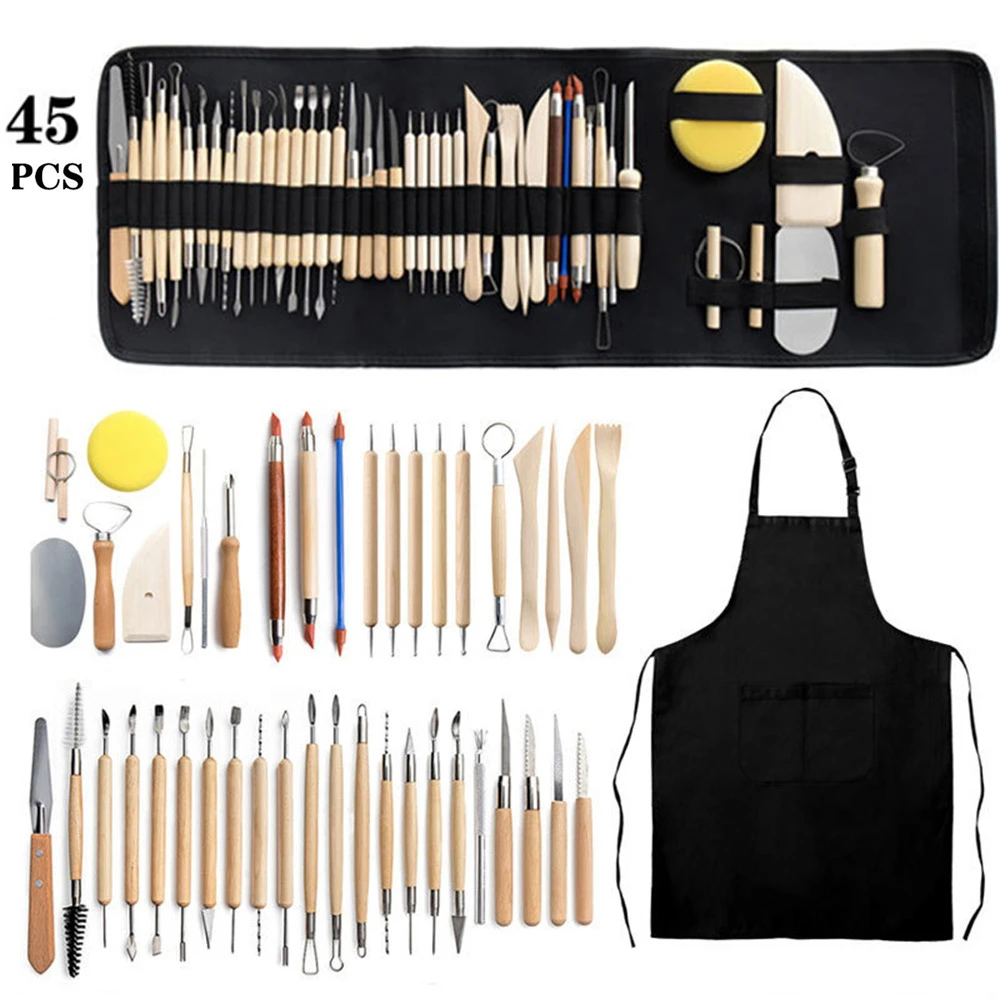 45pcs Carving Ceramic Tool Set Children's Polymer Clay Tools Ceramic