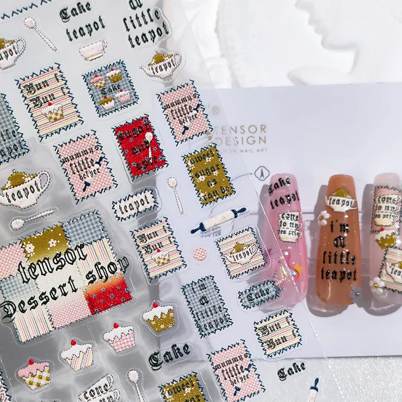 

Мультяшный милый дизайн десерта 5D мягкие рельефы Самоклеящиеся украшения для ногтей наклейки Кролик Медведь 3D маникюрные переводки оптовая продажа