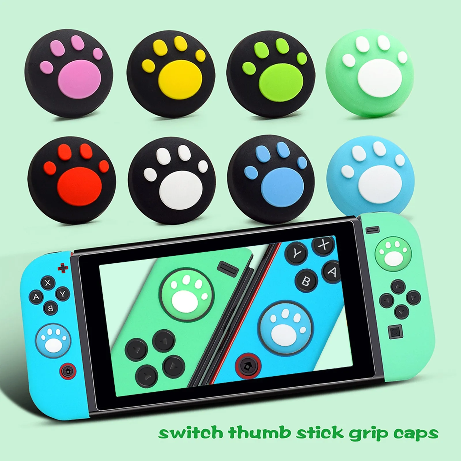 2Pcs Cat Claw Thumb Grip Cap Joystick Cap Silicone Analog Thumbstick
