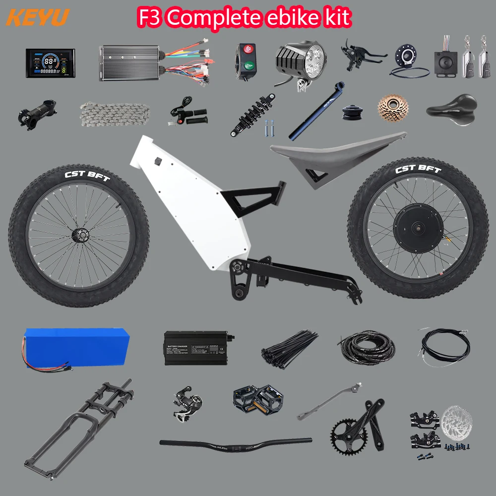 KEYU F3 enduro ebike kit 60V 3000W Electric motorcycle Complete ebike kit conversion electric bike stealth bomber