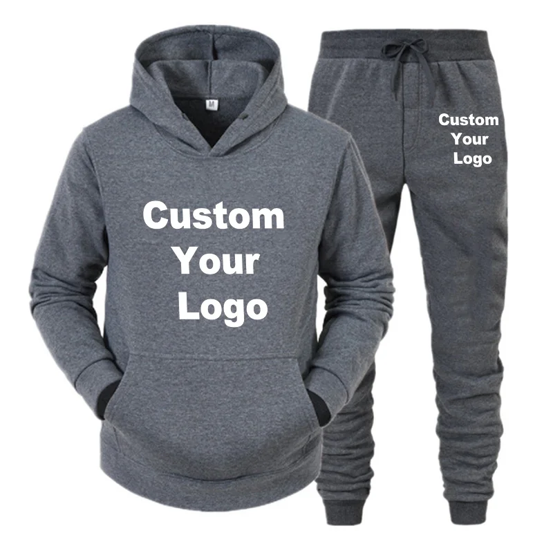 Custom Logo Sports Sets Tracksuits Hoodies Sweatpants Spring Solid Color Hooded Pullover Sweatshirts Pants Two Piece Suits