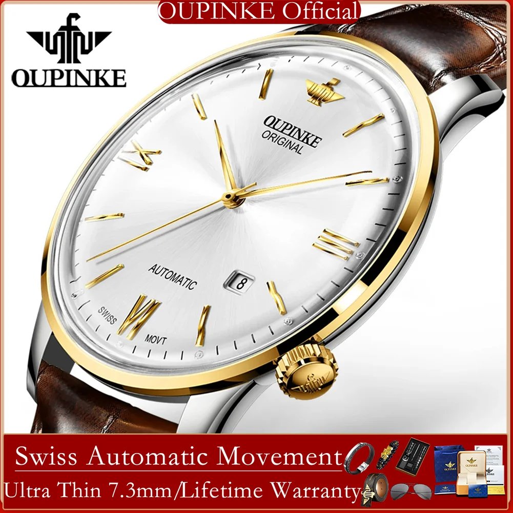 OUPINKE 3269 Swiss Automatic Mechanical Wristwatch Man Leather