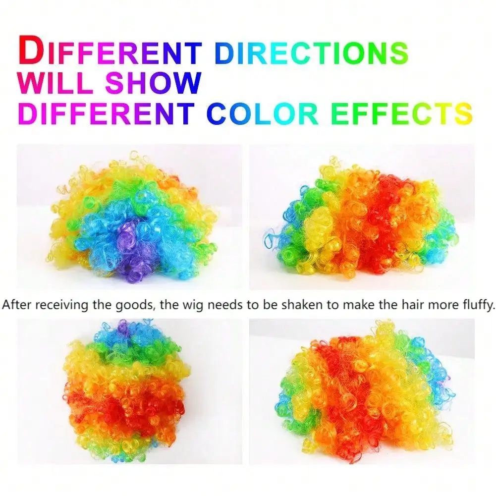 Colorful Clown Wig Afro Curly Synthetic Cosplay for Men Women Mardi Gras Christmas Party Wig Red Green Yellow Blue Clown synthetic wigs