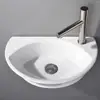 Ceramic Small Wall Mount Bathroom Sink High Gloss Glaze Mini Floating Bath Basin Hung Rv Bathroom Easy Install Length16.5" 3
