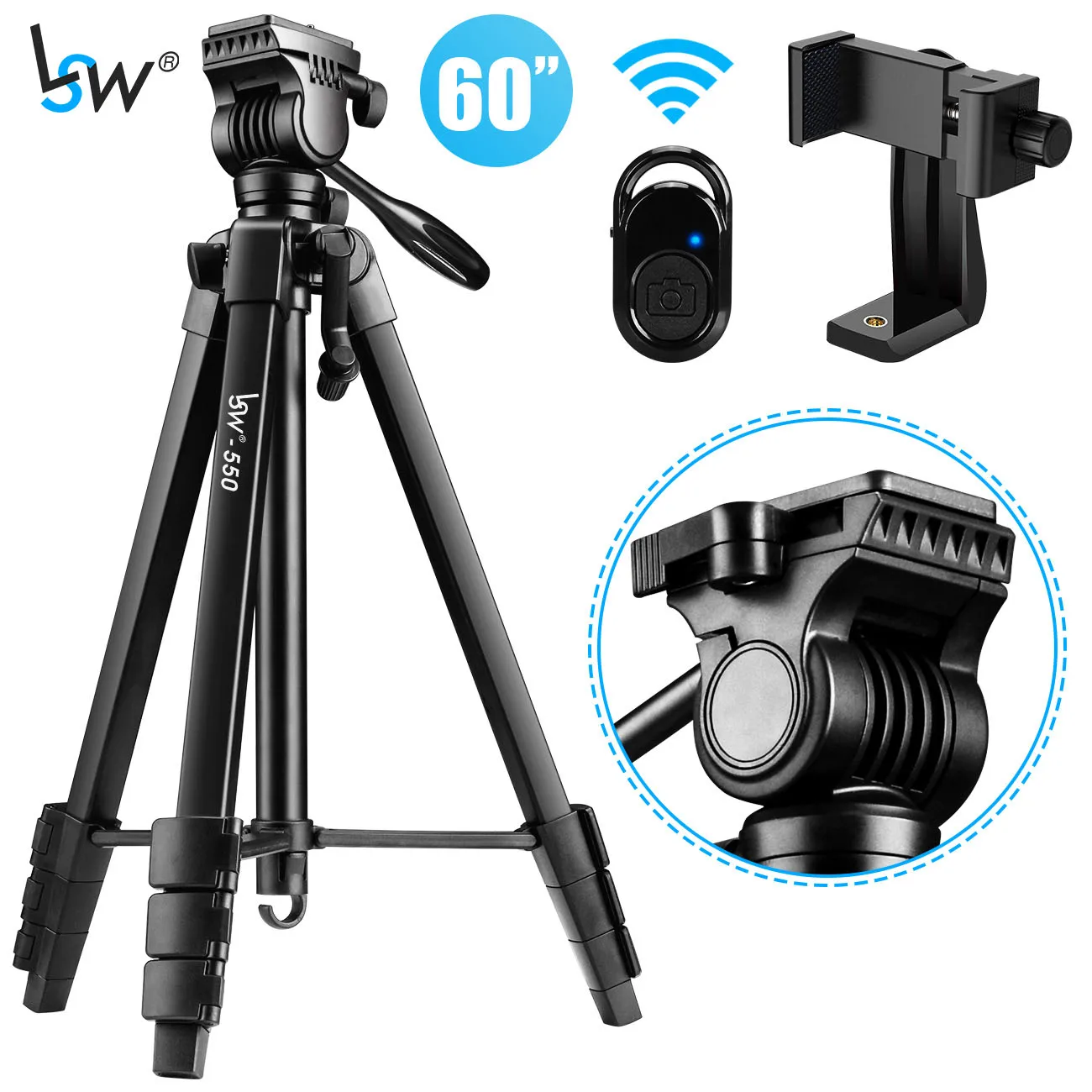 Phone Tripod Professional Video Recording Camera Aluminium Photography
