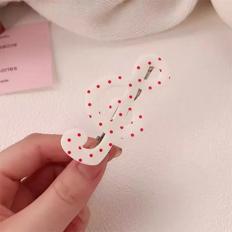 5pcs Polka Dot Stripe Music Note Barrettes Korean Ins Sweet Hairpins Creative Anti Slip Hair Clips Hair Accessories for Girls