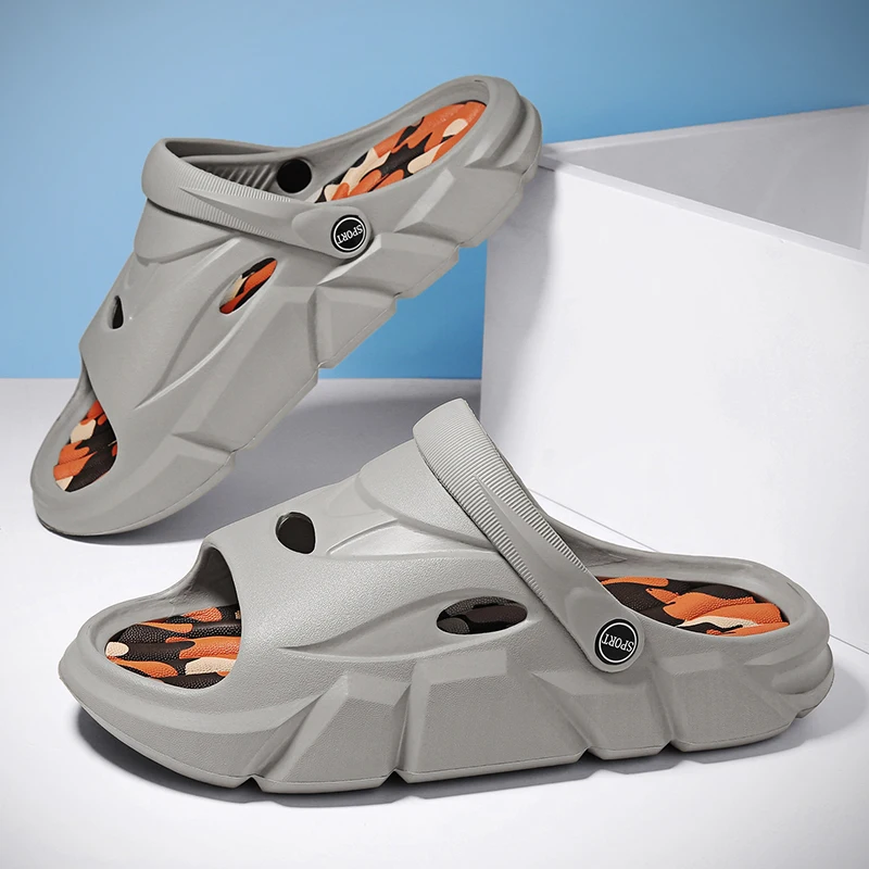 New Fashion Men Beach Slippers Sandals Dual-use Slides Non-slip Platform Comfortable Summer Shoes Women Massage Slippers Outdoor