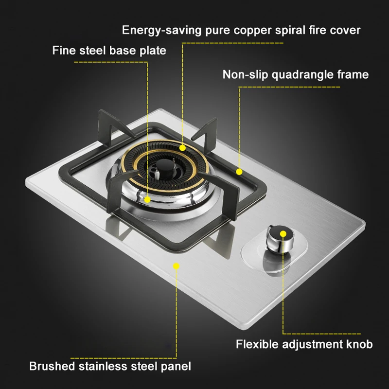 4.2 KW Gas Stove High Quality Home Single Wok Burner Stainless Steel Table Stove for Kitchen Embedded Natural Liquefied Cooktop 1