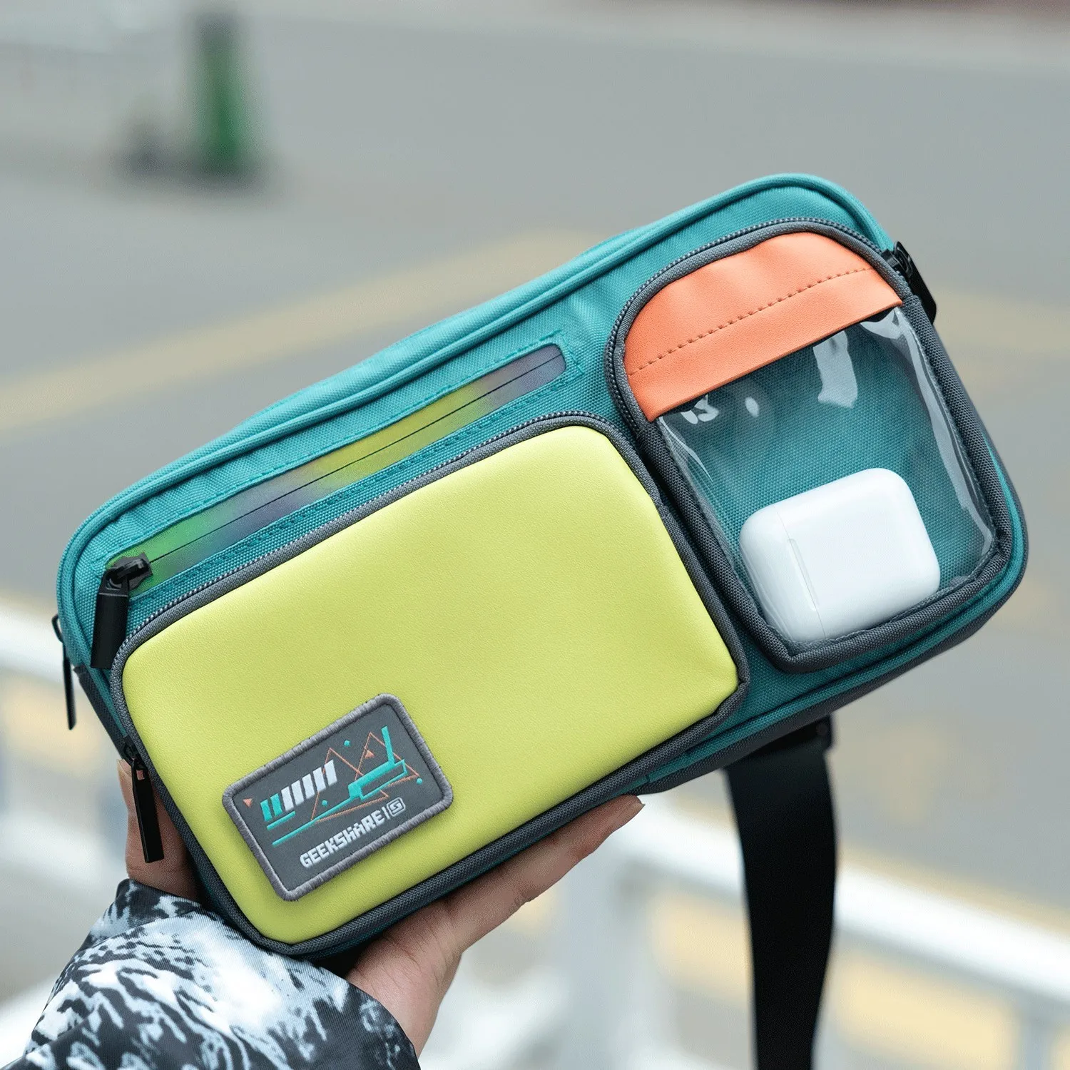 GeekShare 닌텐도 스위치 여행 휴대용 케이스 가방, 대용량 다기능 가방, 스위치 라이트, OLED 메신저 백