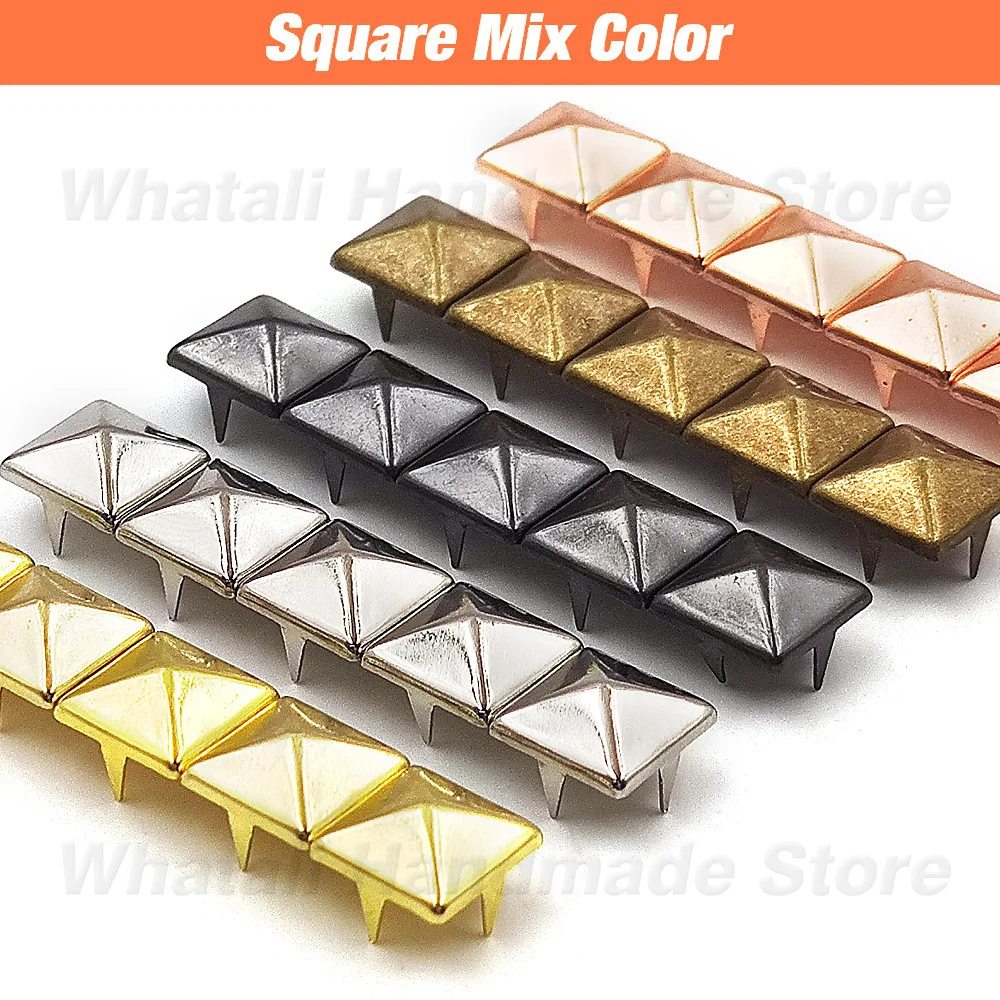 Metal Spike Rivets Square/Round Studs Punk Rock Leather Craft For Clothes/Shoes/Bags/Belt/Bracelets DIY 100Pcs