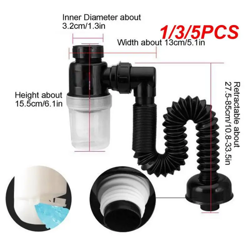 

1/3/5PCS Flexible Drain Pipe Wash Basin Pipe Sink Sewer Drain Pipe Tube Anti Odor Drain Hose Extension Tube For Kitchen Cabinet