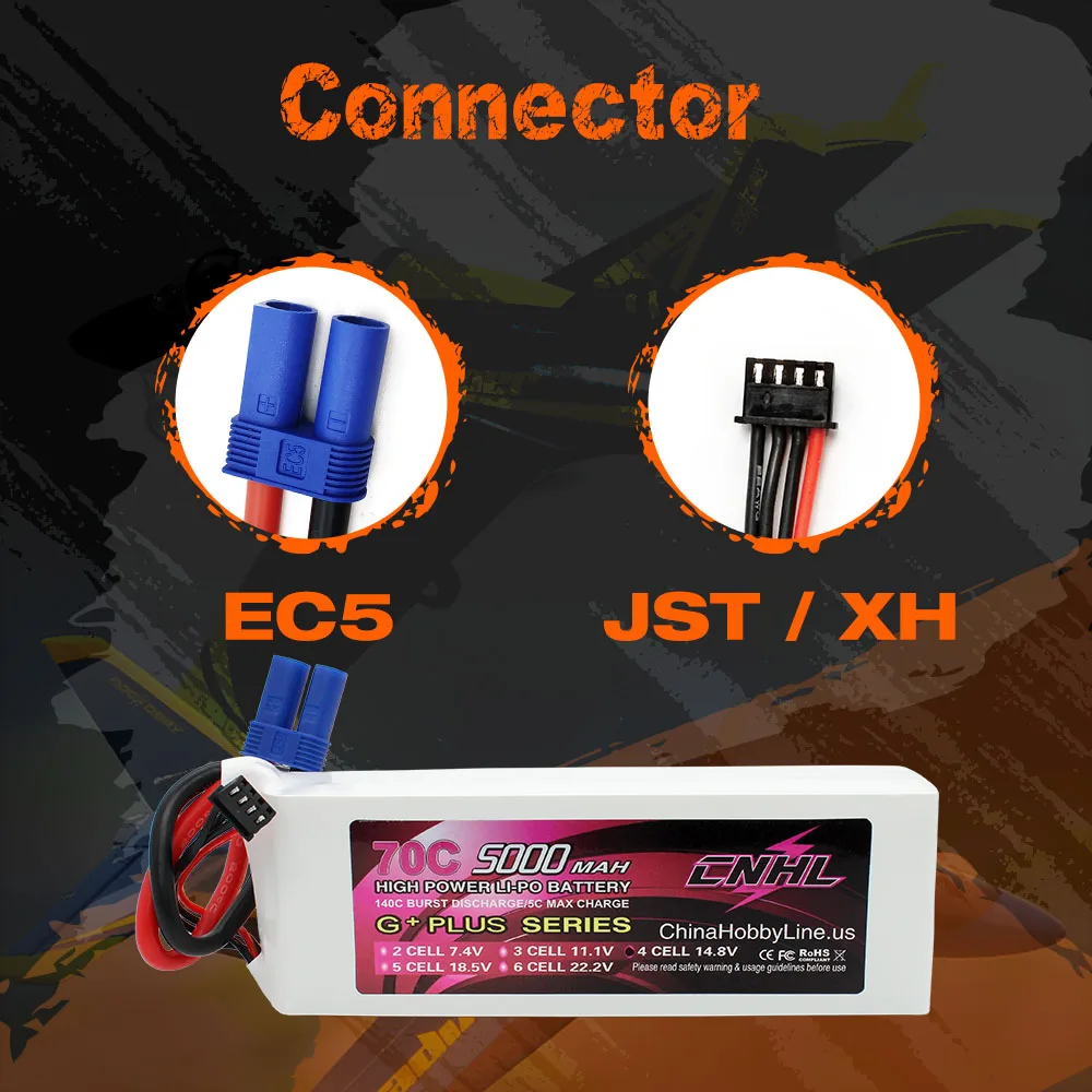 Batterie LiPo 4S 5000mAh 70C EC5 pour RC
