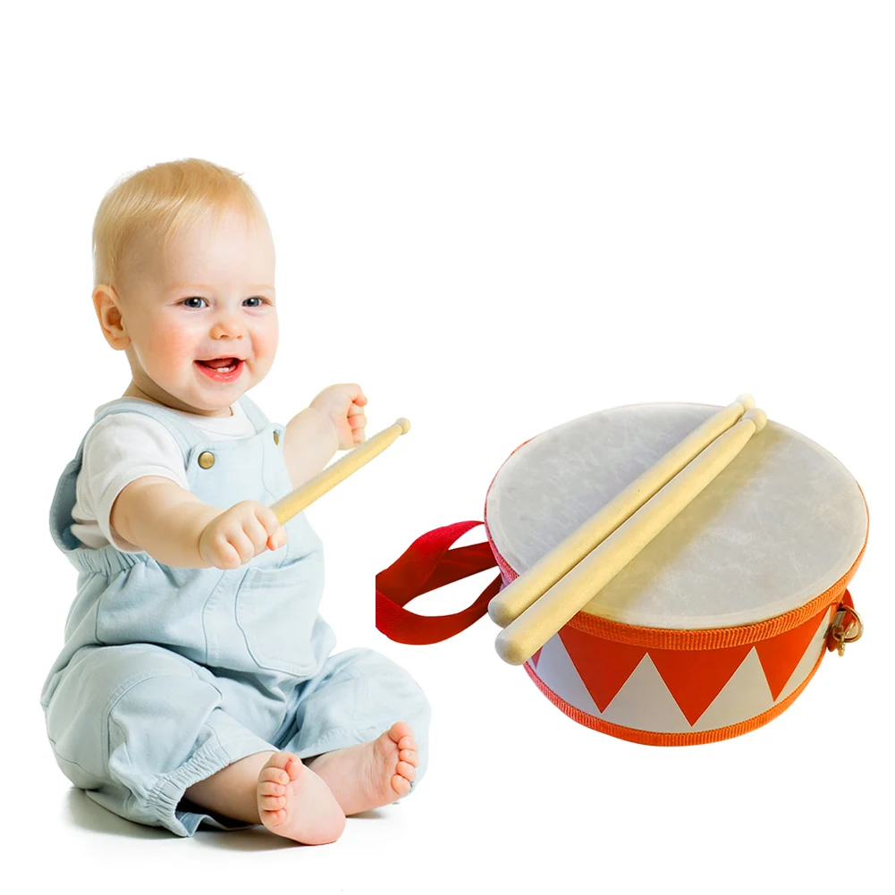 Kids Drum Set 6 Inch Wooden Snare Drum Percussion Instrument with Adjustable Strap 2 Drumsticks Kids Percussion Snare