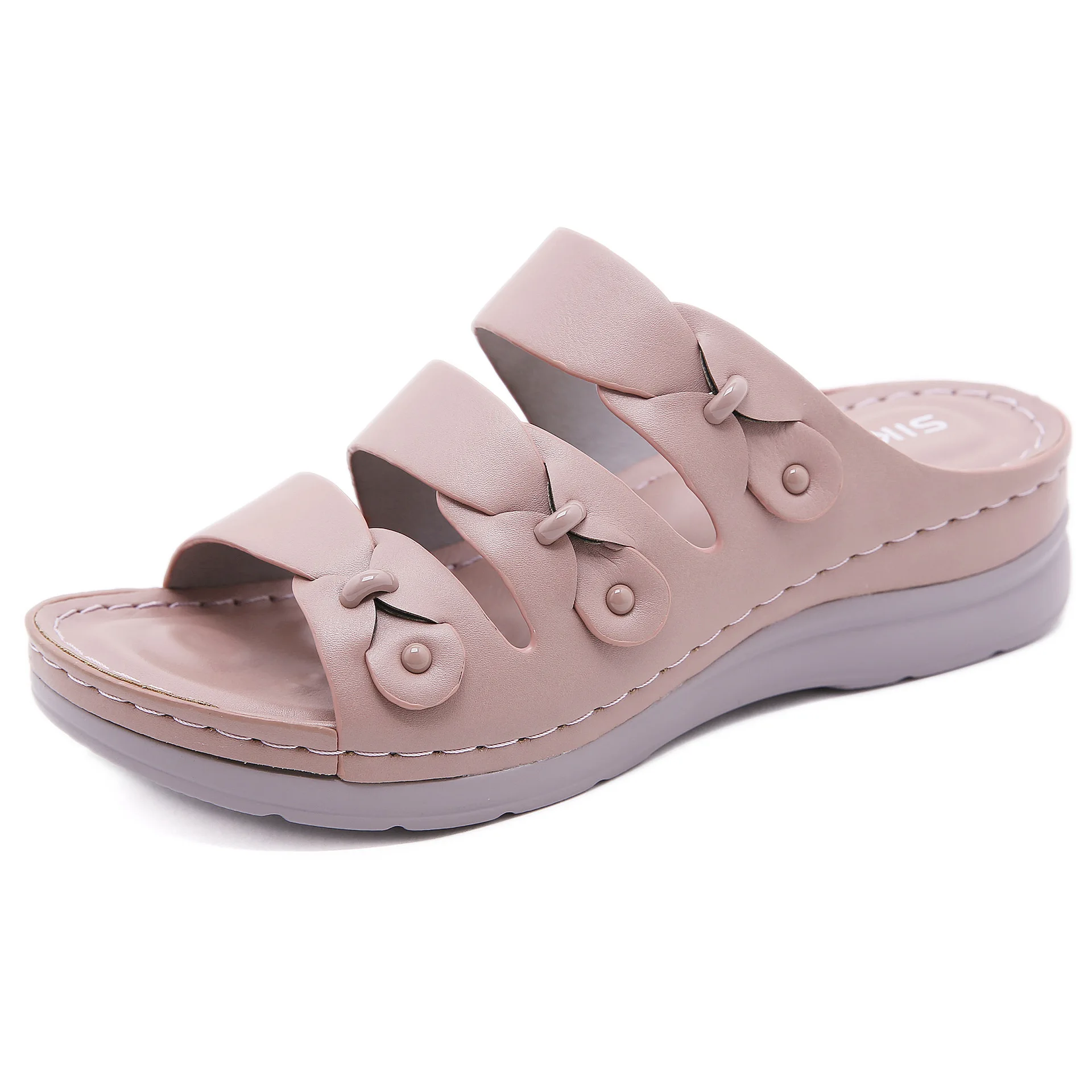 

High Quality Women's Sandals Summer Leather Female Flat Slippers Non Slip Soft Bottom Casual Beach Shoes Ladies Outdoor Sandals