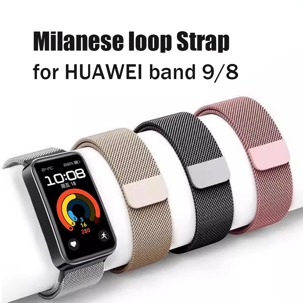 

Ремешок из нержавеющей стали для Huawei Band 9 8, аксессуары для смарт-часов, магнитный браслет для Huawei Band 9