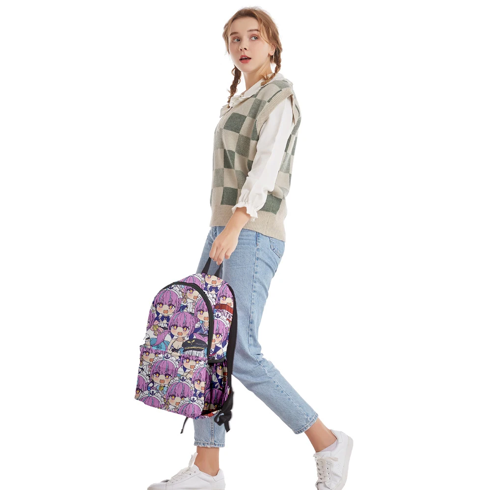 Classic Novelty HOLOLIVE minato aqua pupil Bookbag Notebook Backpacks 3D Print Oxford Waterproof Boys/Girls Travel Backpacks