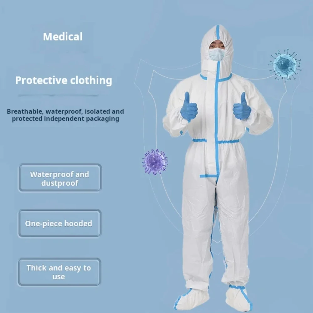 

Medical Protective Clothing Disposable One-Piece Hooded And Legged Elastic Band Isolation Waterproof Sanitary Protection