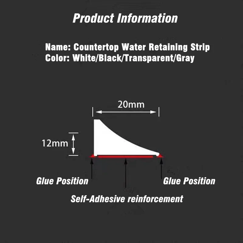 Description Picture 4 of itemMulti-size Kitchen Water Retaining Strip Self-adhesive Door Seal Strip Bathroom Separation Shower Dam Barrier Accessory