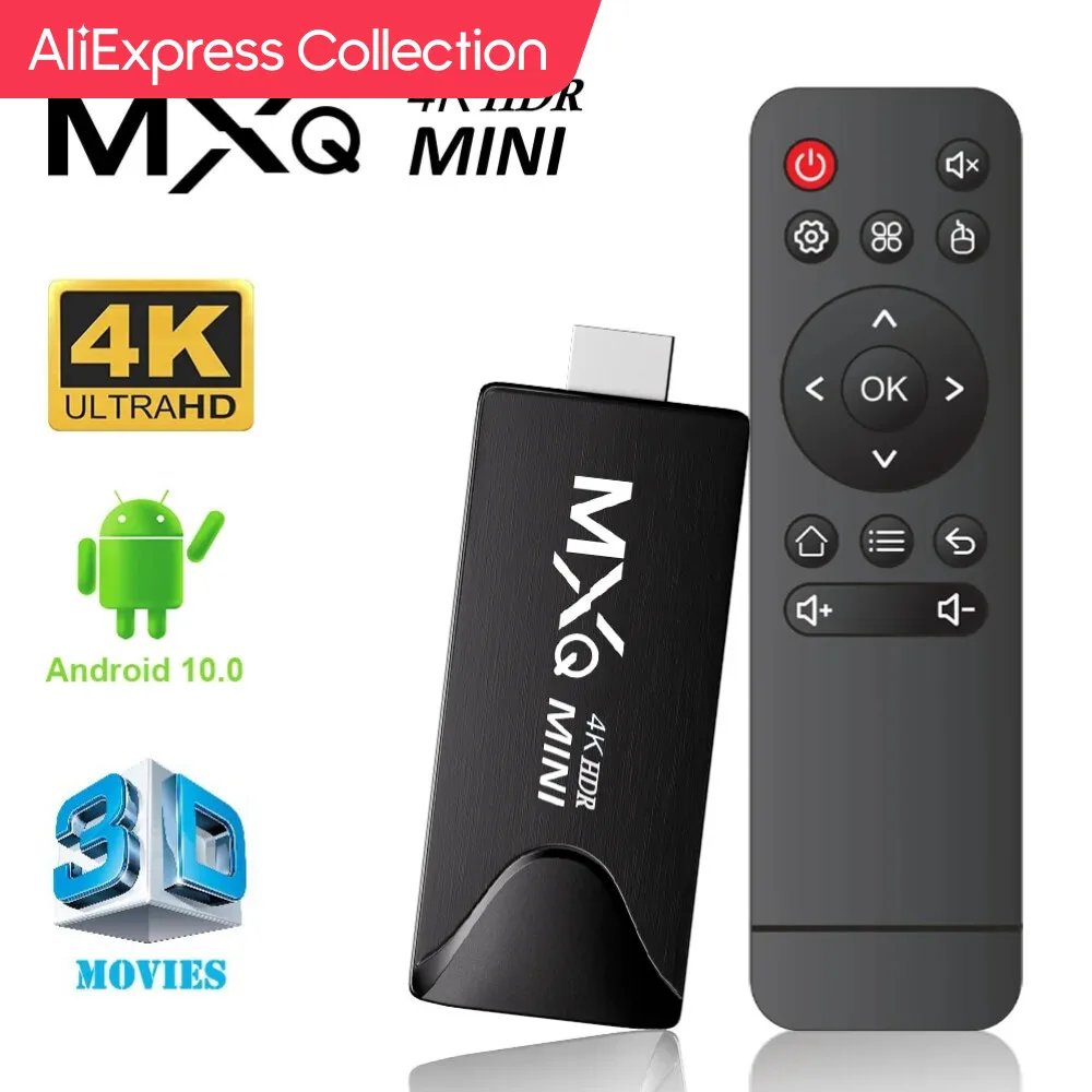 Aliexpress Collection Mxqmini Tv Stick Android 10 Quad Core 4K Hd Play Store 2.4G Wifi Smart Tv Box Android H.265 Media Player
