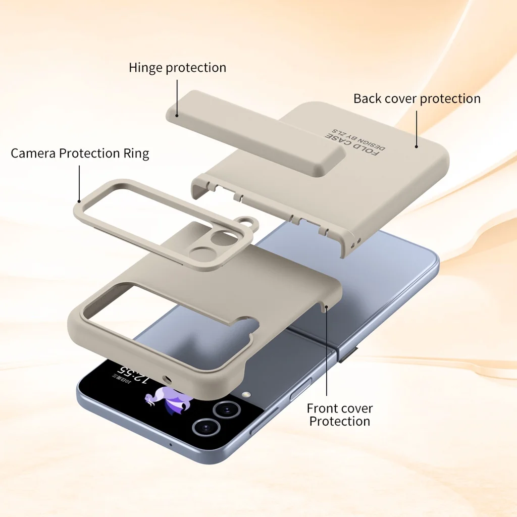 For Samsung Galaxy Z Flip 5 Flip 4 Flip 3 Case Drop Proof Flat Hinged Tempered Film Cover For Samsung Galaxy Z Flip 5 4 3 5G