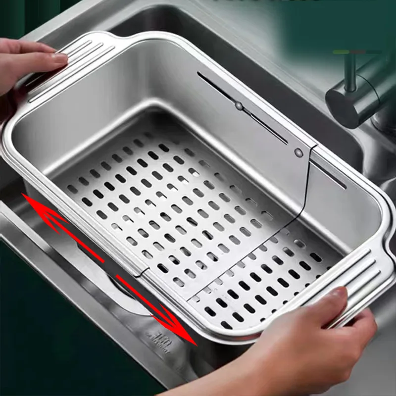 Retractable Over The Sink Drain Strainer 304 Stainless Steel Kitchen