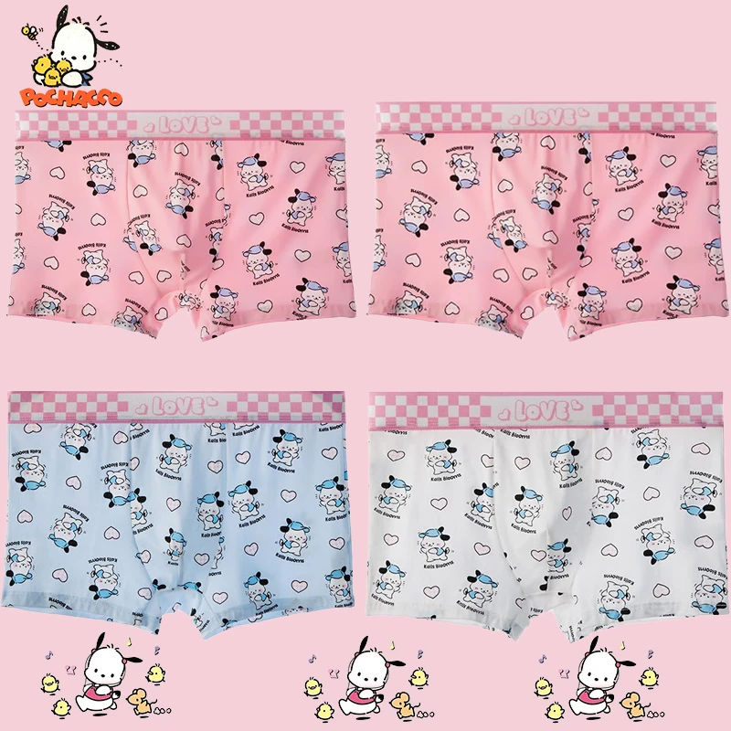 

Pochacco New Anime Macho Man Pink Boy Underwear Suit Cotton Kawaii Large Size Four Corner Flat Angle Shorts Valentine's Day Gift
