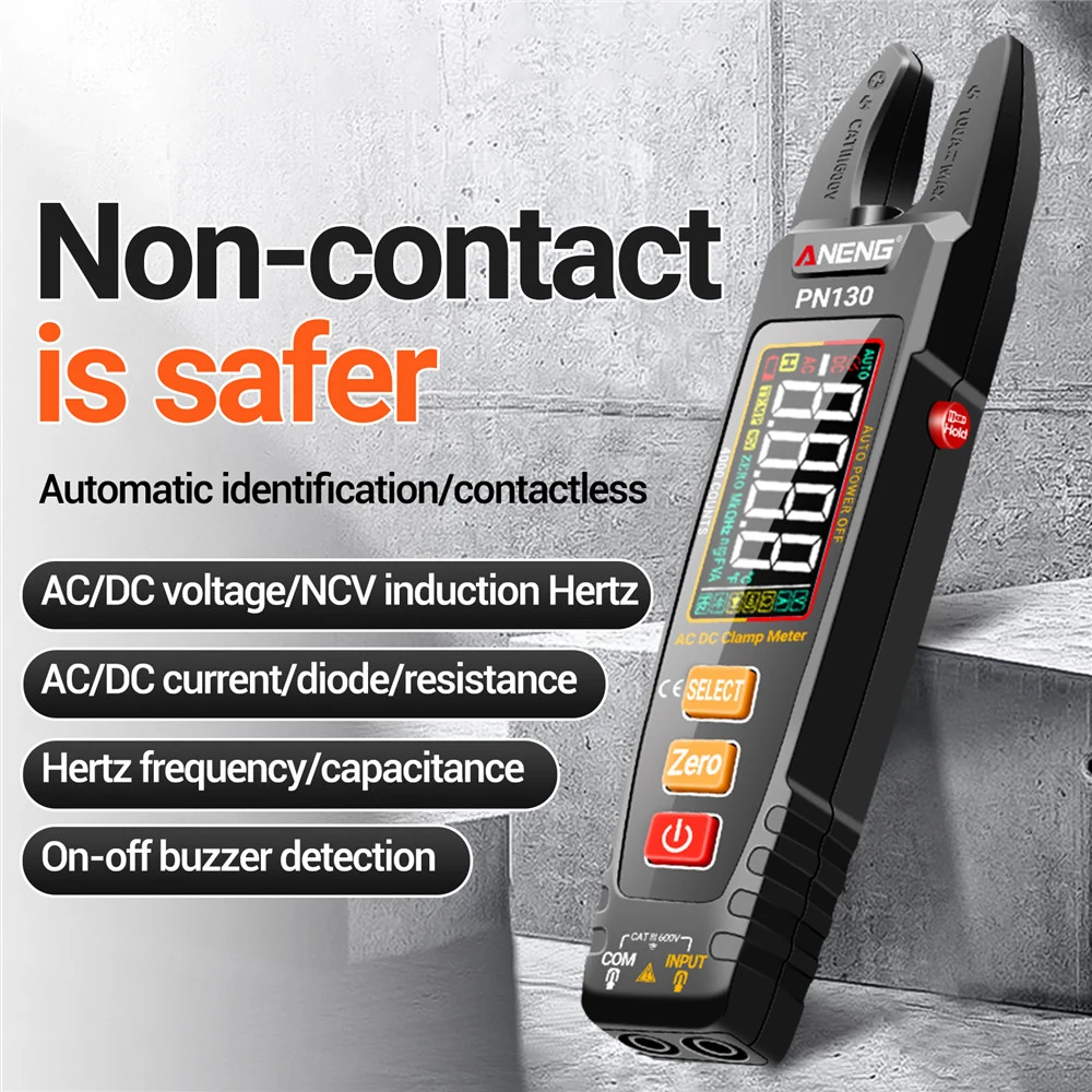 PN130 Intelligent Digital Clamp Meter digital multimeter 4000 Counts AC/DC Voltage Current Protable Multimeter Capacitance Resistance Testers