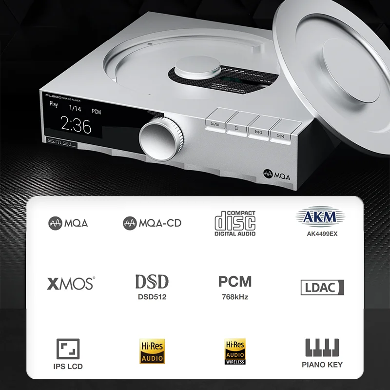 SMSL PL200 고해상도 클래스 CD 플레이어 디지털 오디오 MQA DAC AK4499EX Bluetooth 1000mW/32Ω 동축 광 출력(원격 제어 포함)